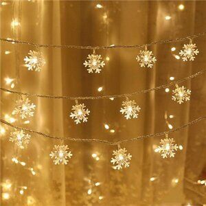 Christmas Lights，Snowflake String Lights Battery Operated Waterproof 20ft
